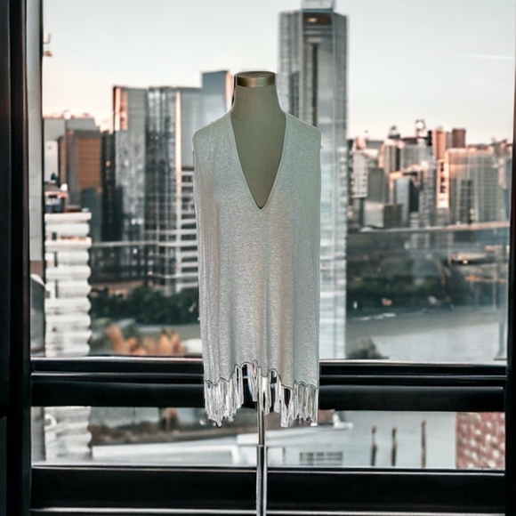 Womens PONCHO Michael Kors Light Gray Birdie Sweater Knit Cozy Wrap Poncho Cape - Picture 3 of 8